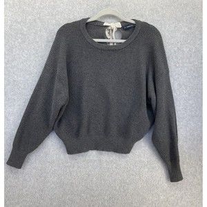 ZARA Women's Sweater Dolman Solid Gray Ribbed Size Small Long Sleeve